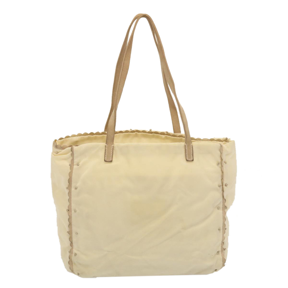 PRADA Tote Bag Nylon Beige Auth cl759 - Picture 2 of 16
